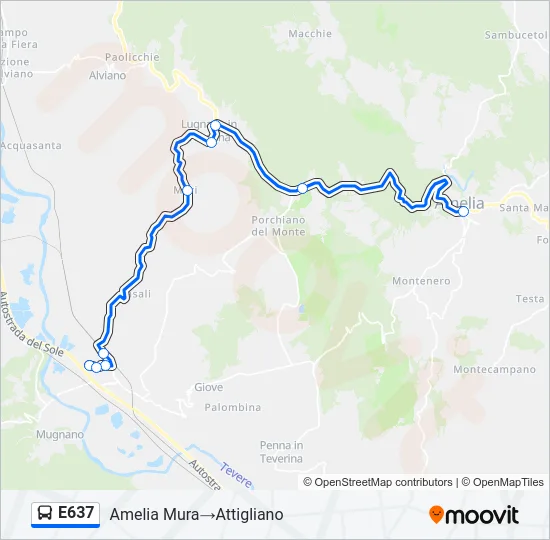 E637 Bus Line Map