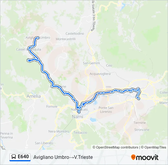 E640 Bus Line Map