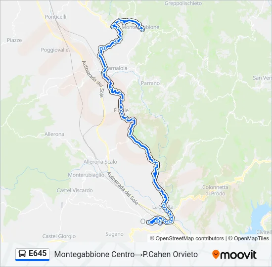 E645 Bus Line Map