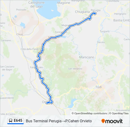 E645 Bus Line Map