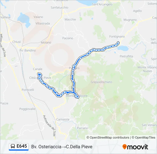 E645 Bus Line Map