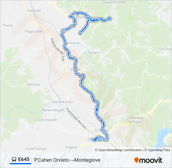 E645 Bus Line Map
