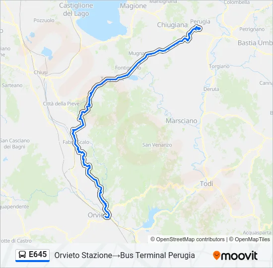 E645 Bus Line Map