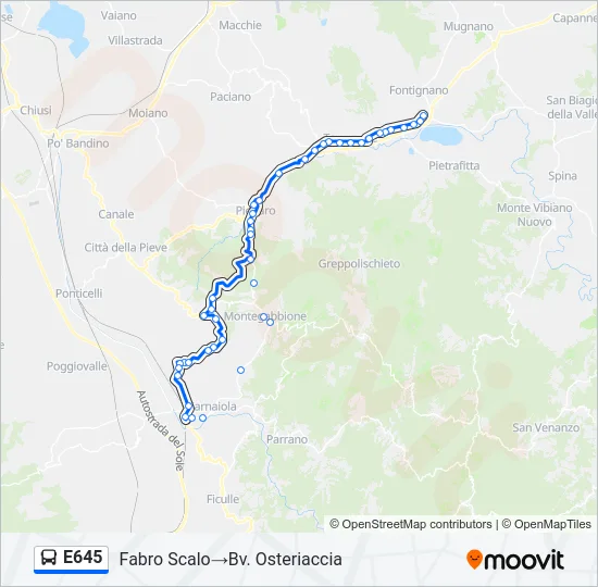 E645 Bus Line Map