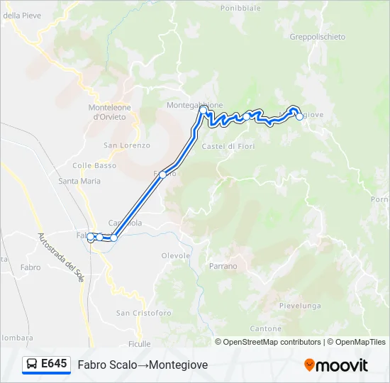 E645 Bus Line Map