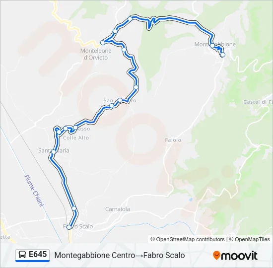 E645 Bus Line Map