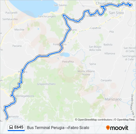 E645 Bus Line Map