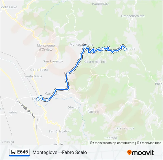 E645 Bus Line Map