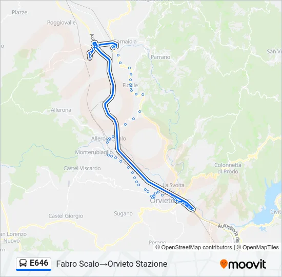 E646 Bus Line Map