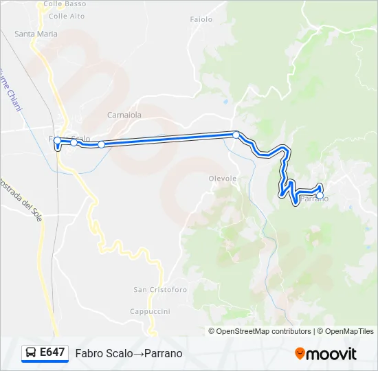 E647 Bus Line Map