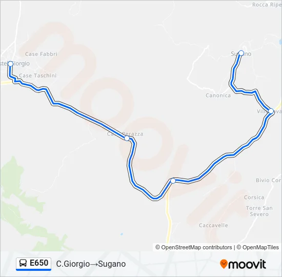 E650 Bus Line Map