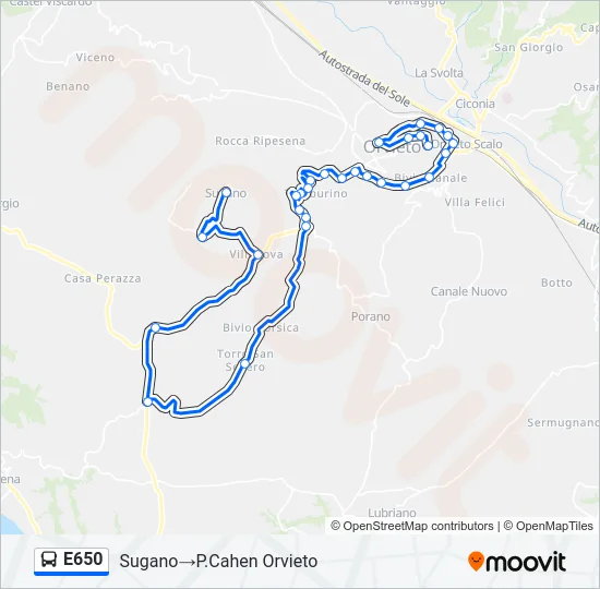 E650 Bus Line Map