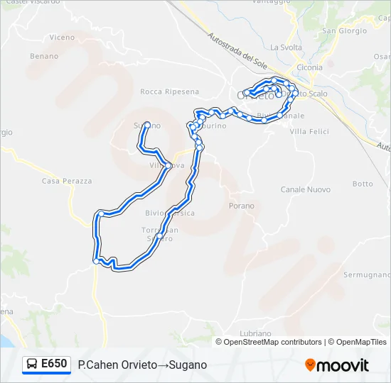 E650 Bus Line Map