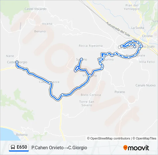 E650 Bus Line Map