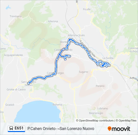 E651 Bus Line Map