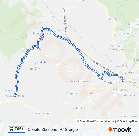 E651 Bus Line Map