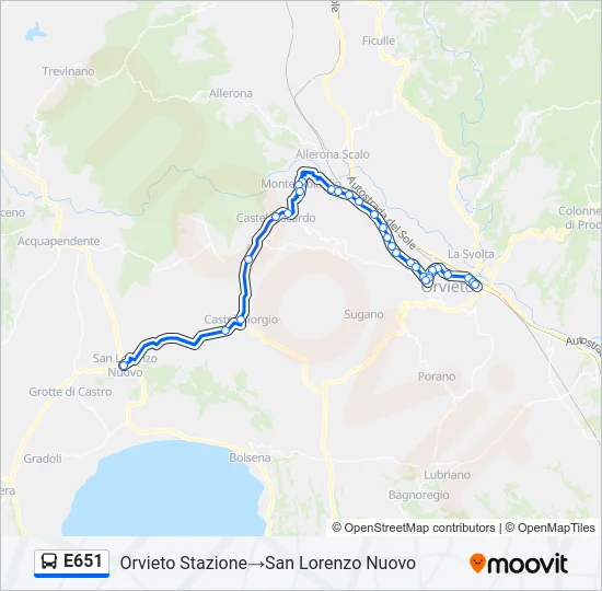 E651 Bus Line Map