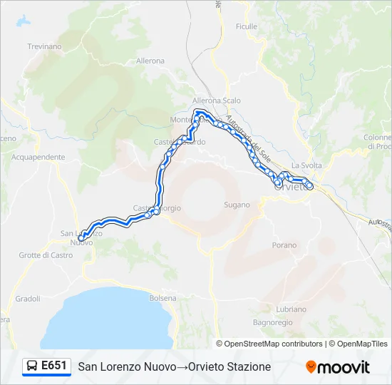 E651 Bus Line Map