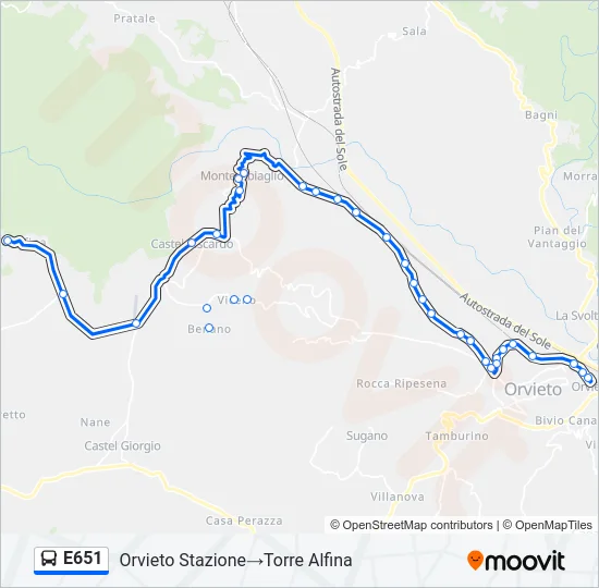 E651 Bus Line Map