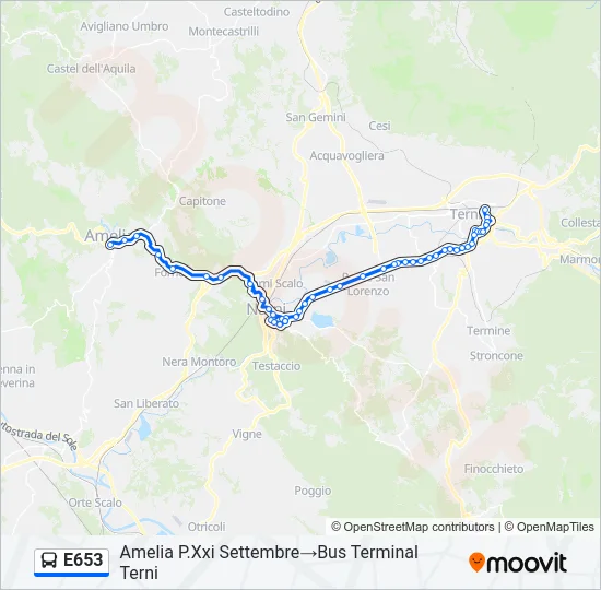 E653 Bus Line Map