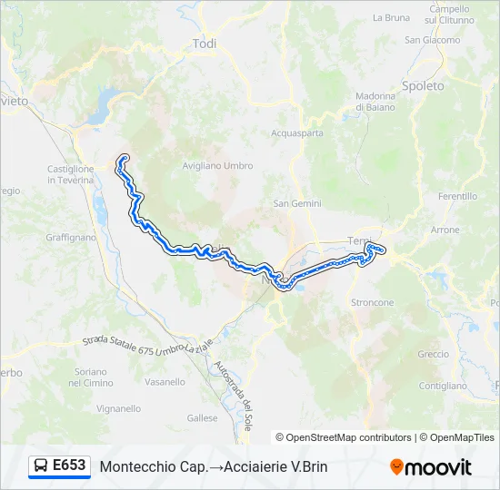 E653 Bus Line Map