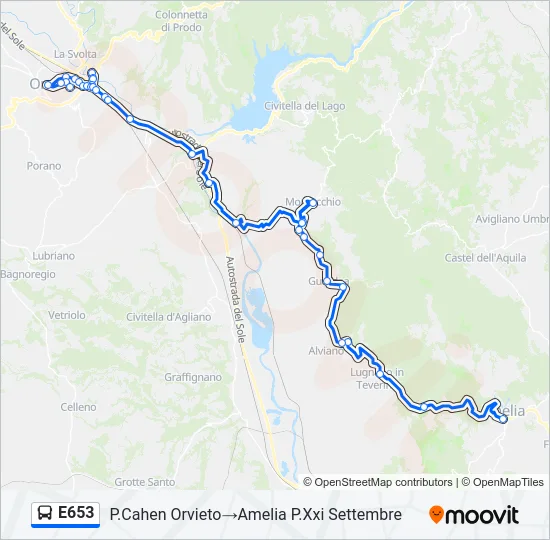 E653 Bus Line Map