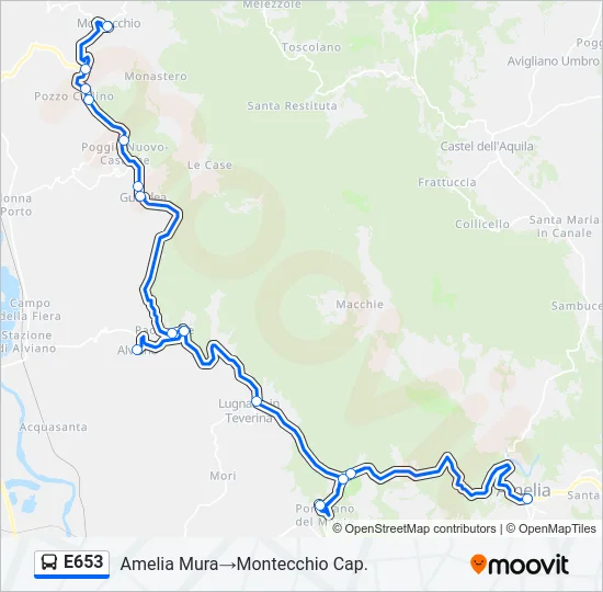 E653 Bus Line Map