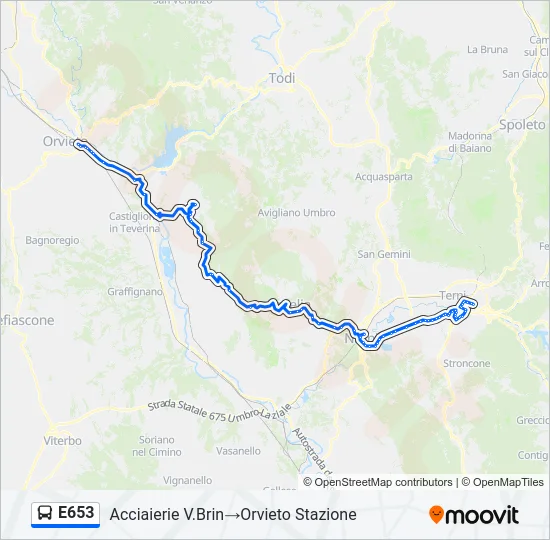 E653 Bus Line Map
