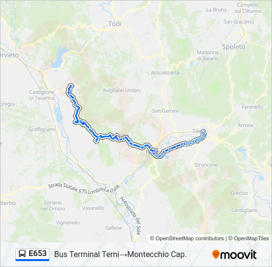 E653 Bus Line Map