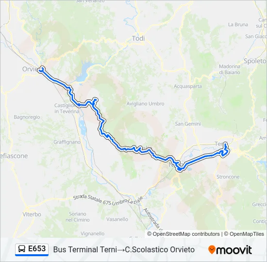 E653 Bus Line Map