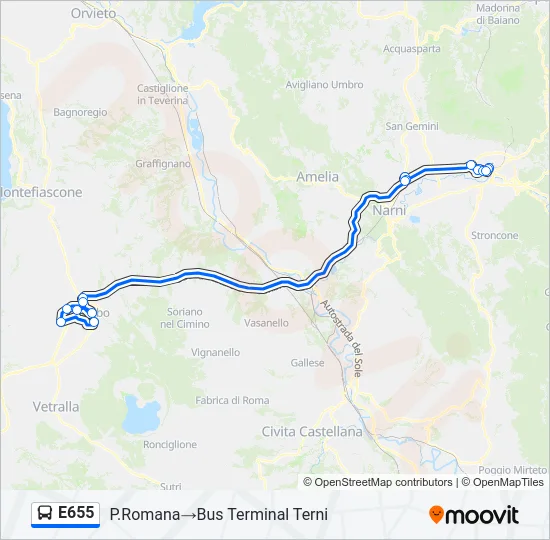 E655 Bus Line Map