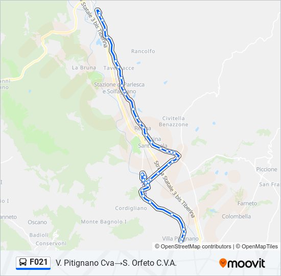 Percorso linea bus F021