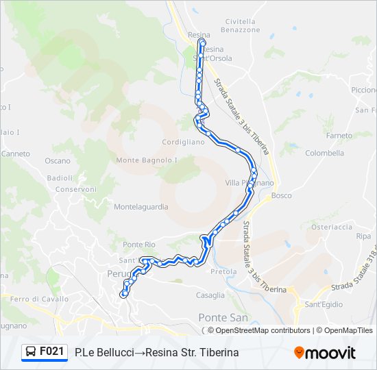 Percorso linea bus F021