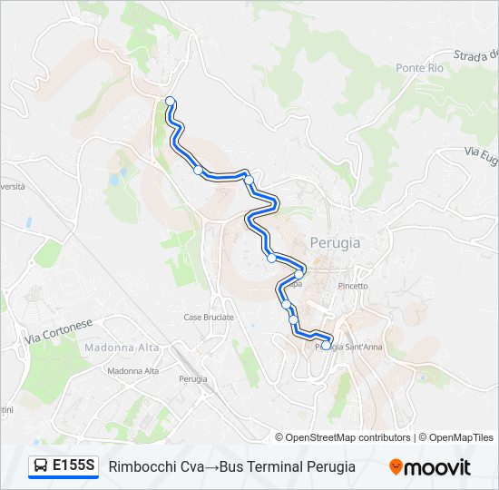 Percorso linea bus E155S