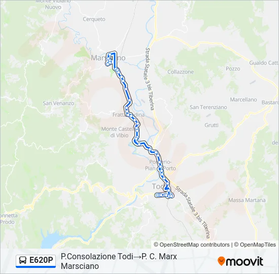 Percorso linea bus E620P