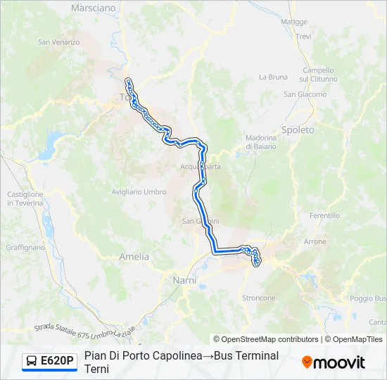 Percorso linea bus E620P