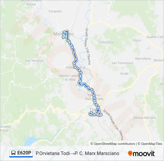 Percorso linea bus E620P