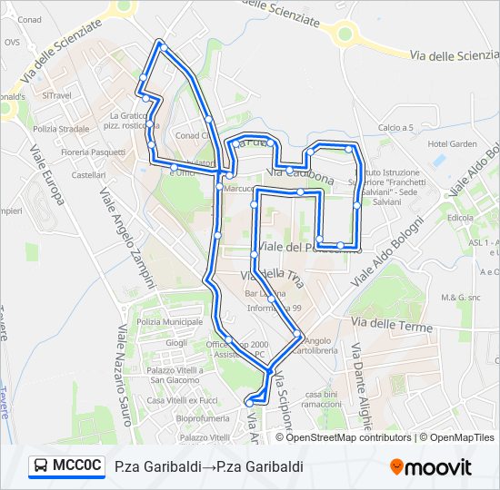 Percorso linea bus MCC0C