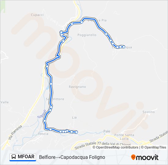 Percorso linea bus MFOAR