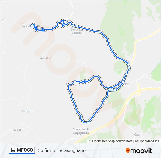 Percorso linea bus MFOCO