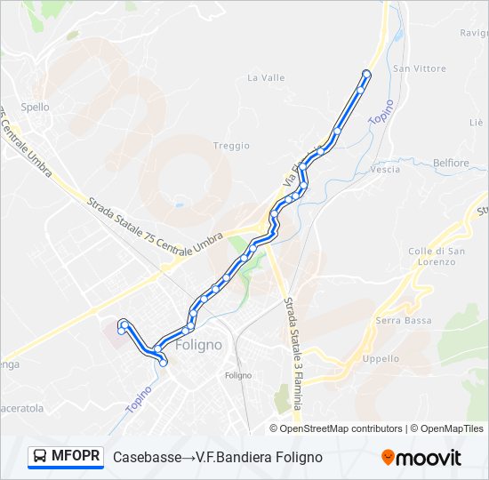 Percorso linea bus MFOPR