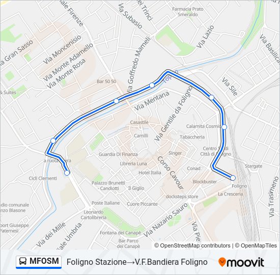 Percorso linea bus MFOSM
