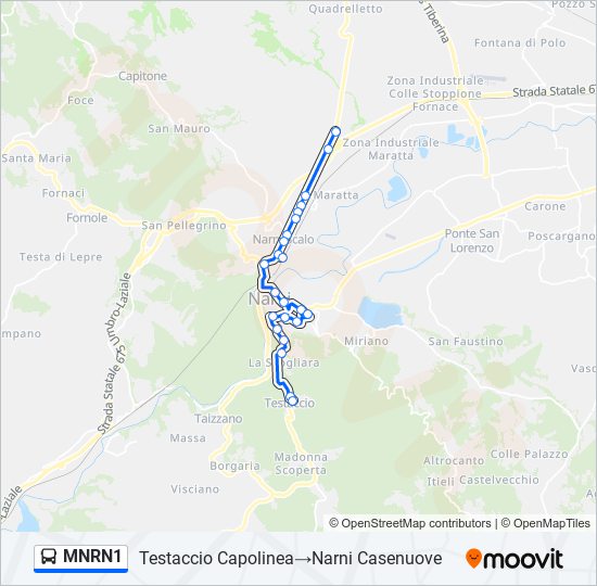 Percorso linea bus MNRN1