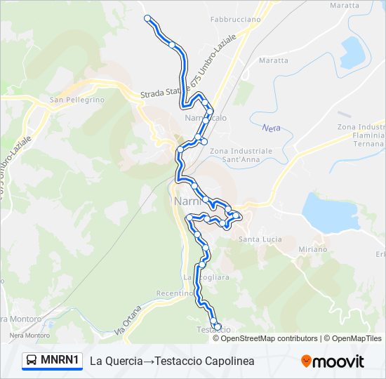 Percorso linea bus MNRN1