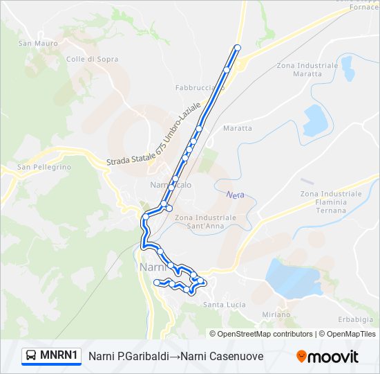 Percorso linea bus MNRN1