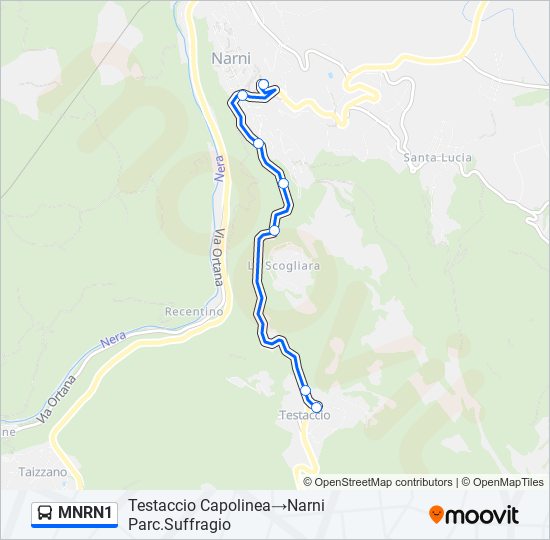 Percorso linea bus MNRN1