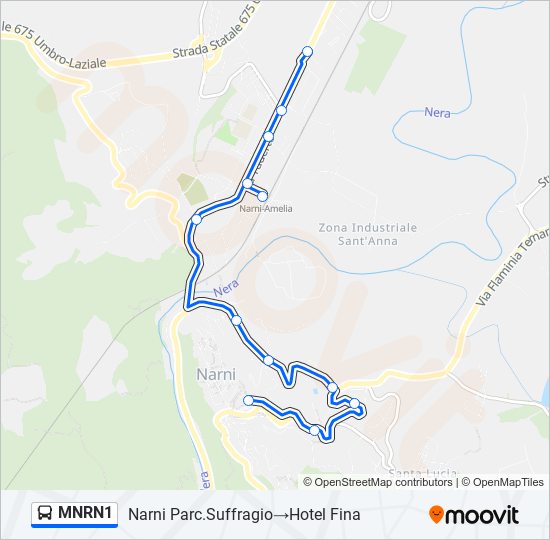 Percorso linea bus MNRN1