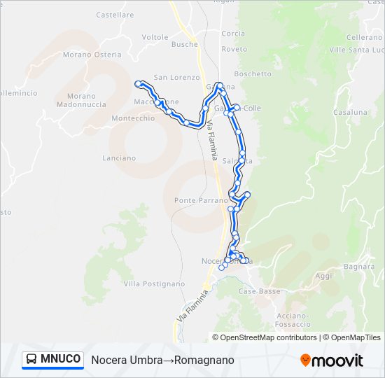 Percorso linea bus MNUCO