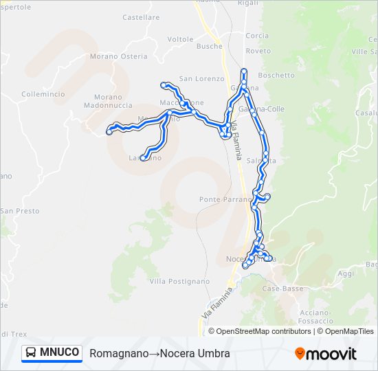 Percorso linea bus MNUCO
