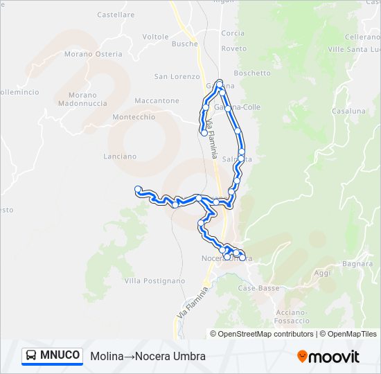 Percorso linea bus MNUCO